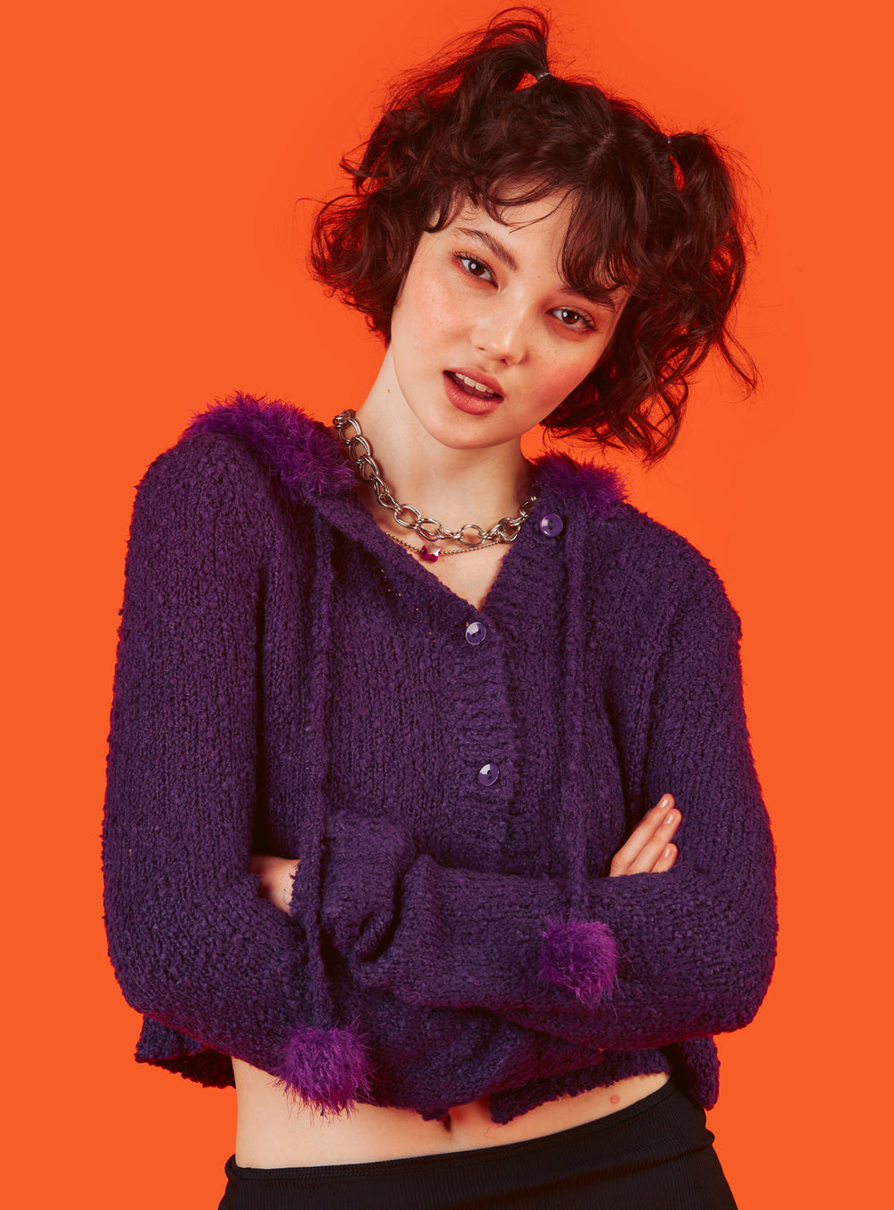 Fuku Cardigan - Purple | UNIF Clothing for Sale