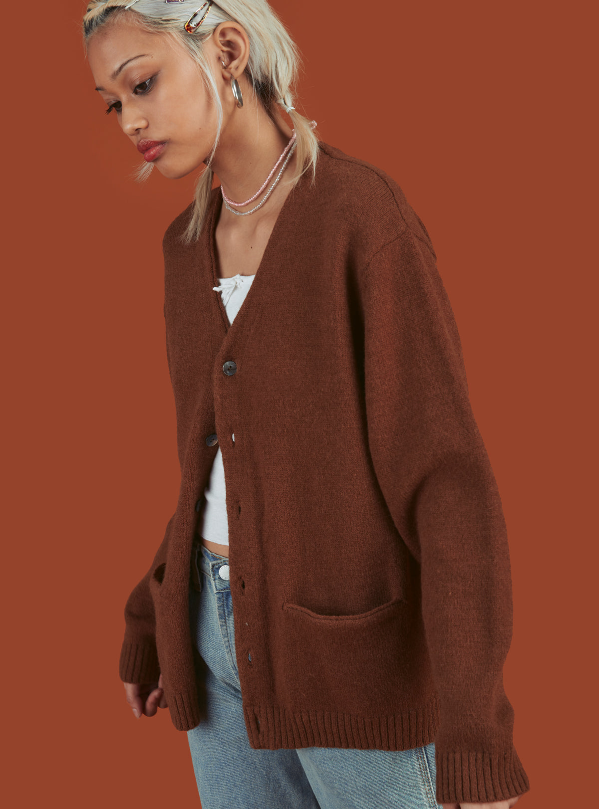 X Cardigan - Brown | UNIF Clothing outlet