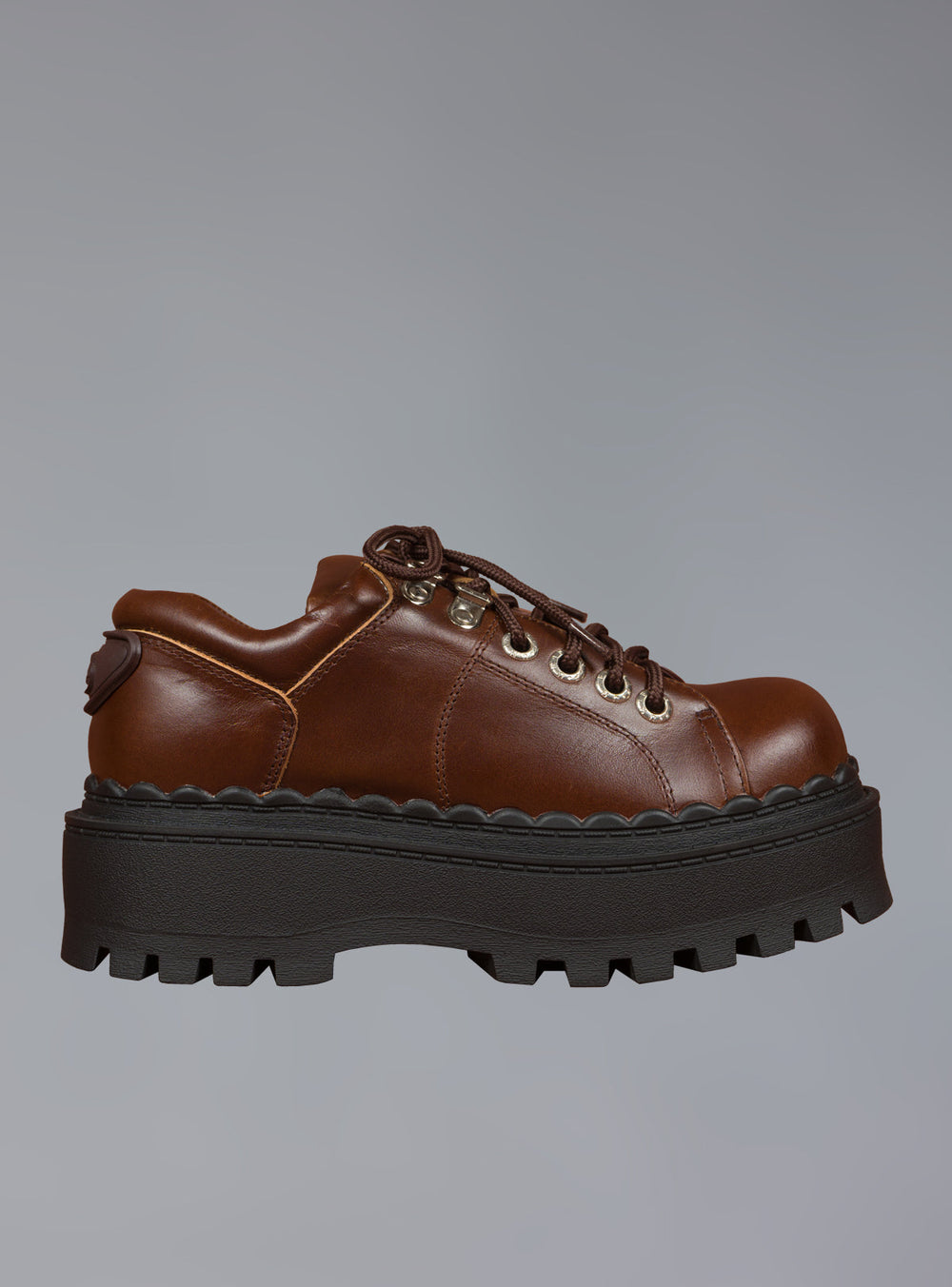 Low Top Leather Chunky Platform Boot in Brown - Brown | UNIF Clothing online