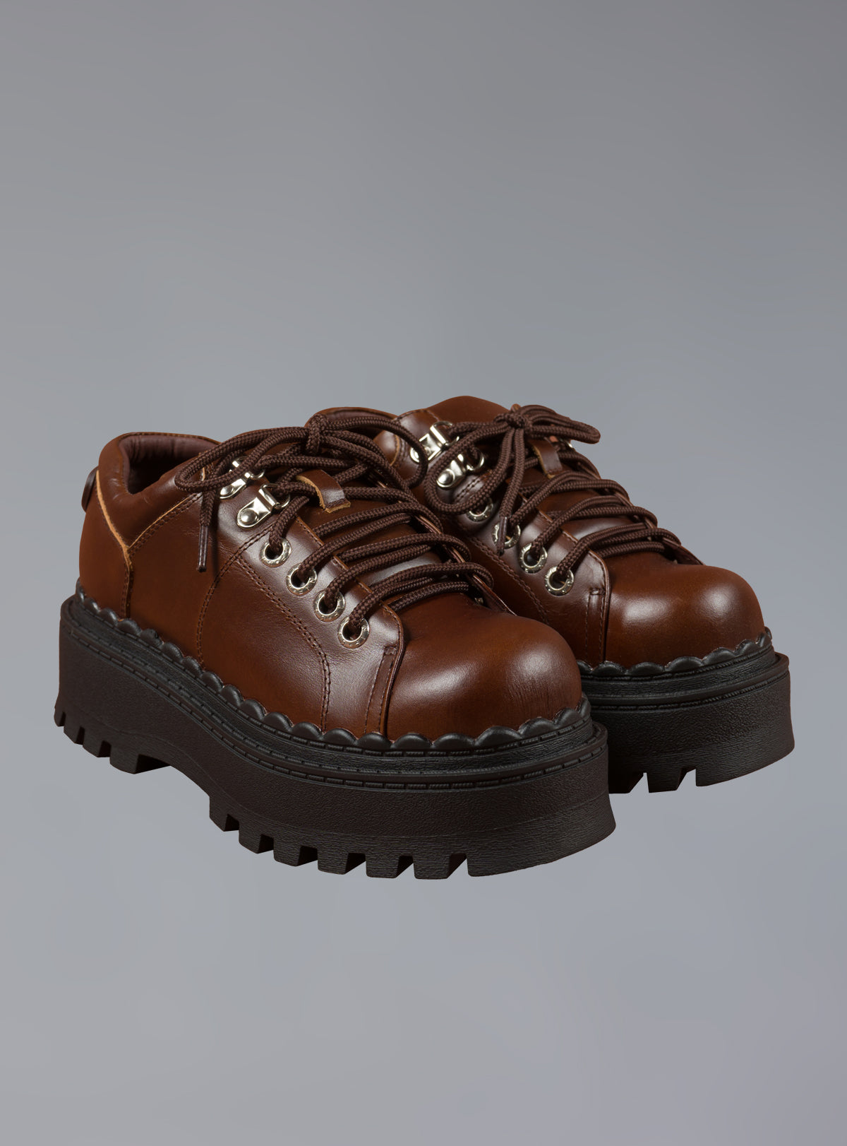 Low Top Leather Chunky Platform Boot in Brown - Brown | UNIF Clothing online
