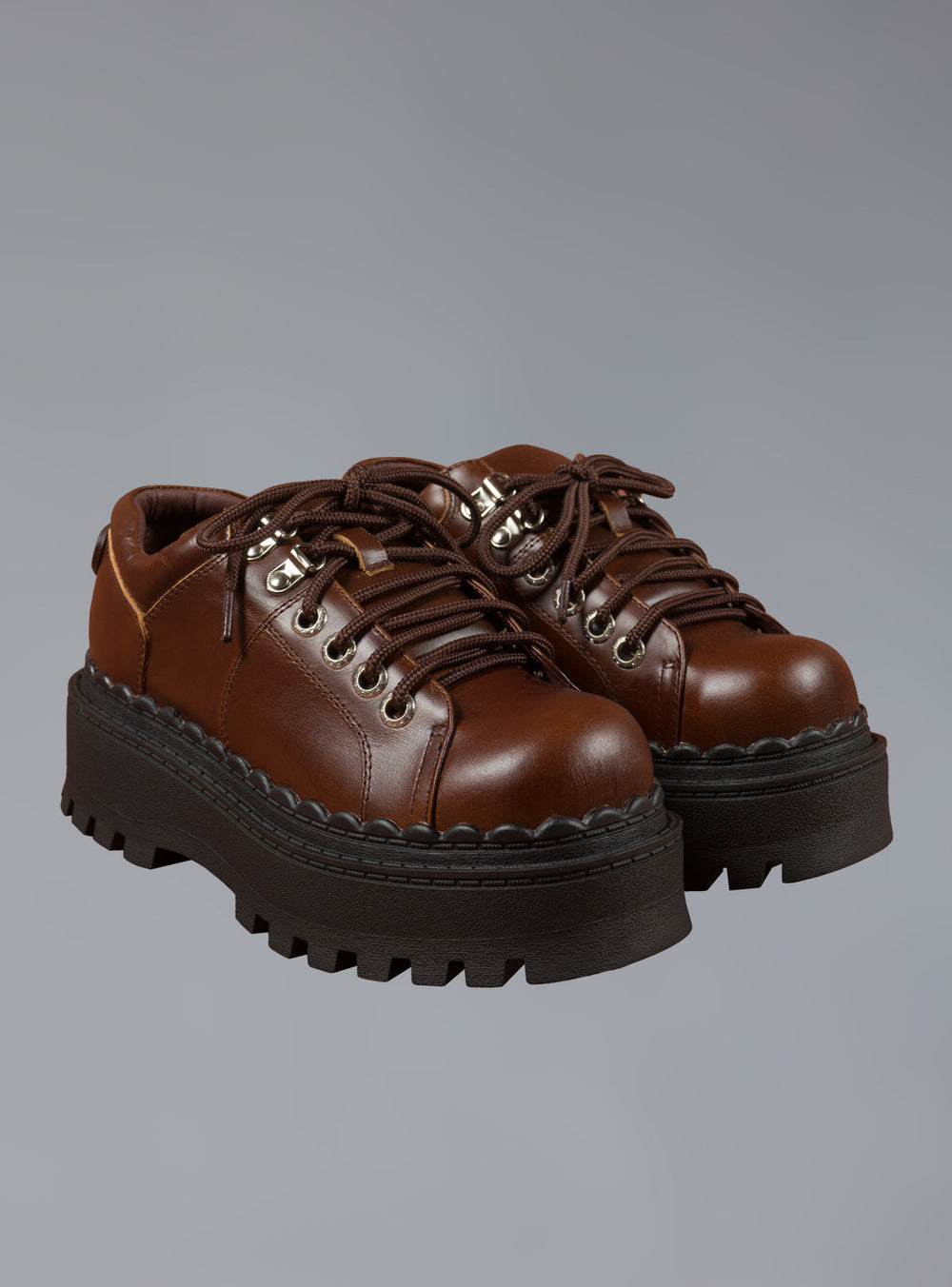 Low Top Leather Chunky Platform Boot in Brown - Brown | UNIF Clothing online