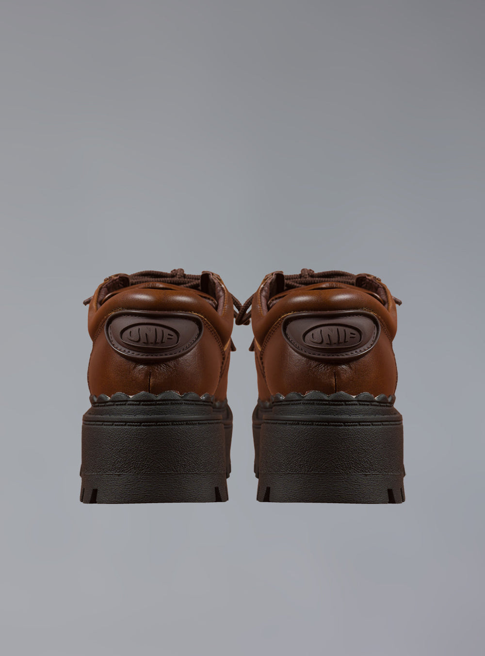 Low Top Leather Chunky Platform Boot in Brown - Brown | UNIF Clothing online