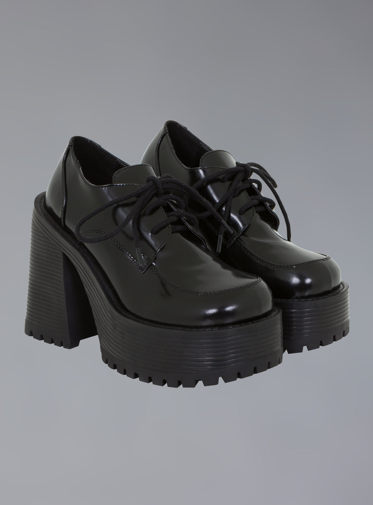 Stacked Platform Oxford Shoe - Shiny Black | UNIF Clothing discount