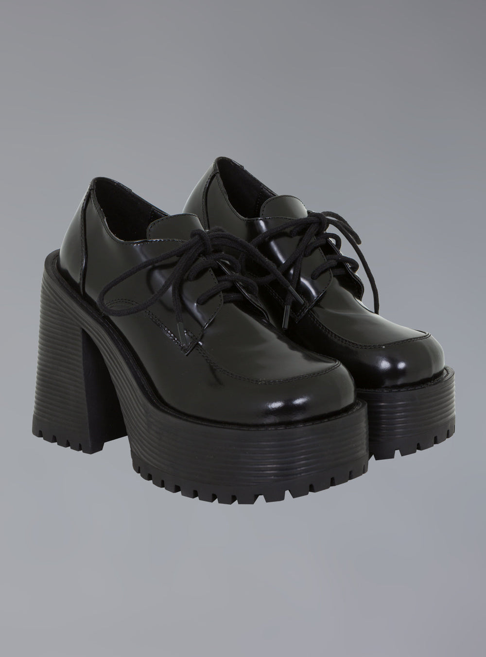 Stacked Platform Oxford Shoe - Shiny Black | UNIF Clothing discount