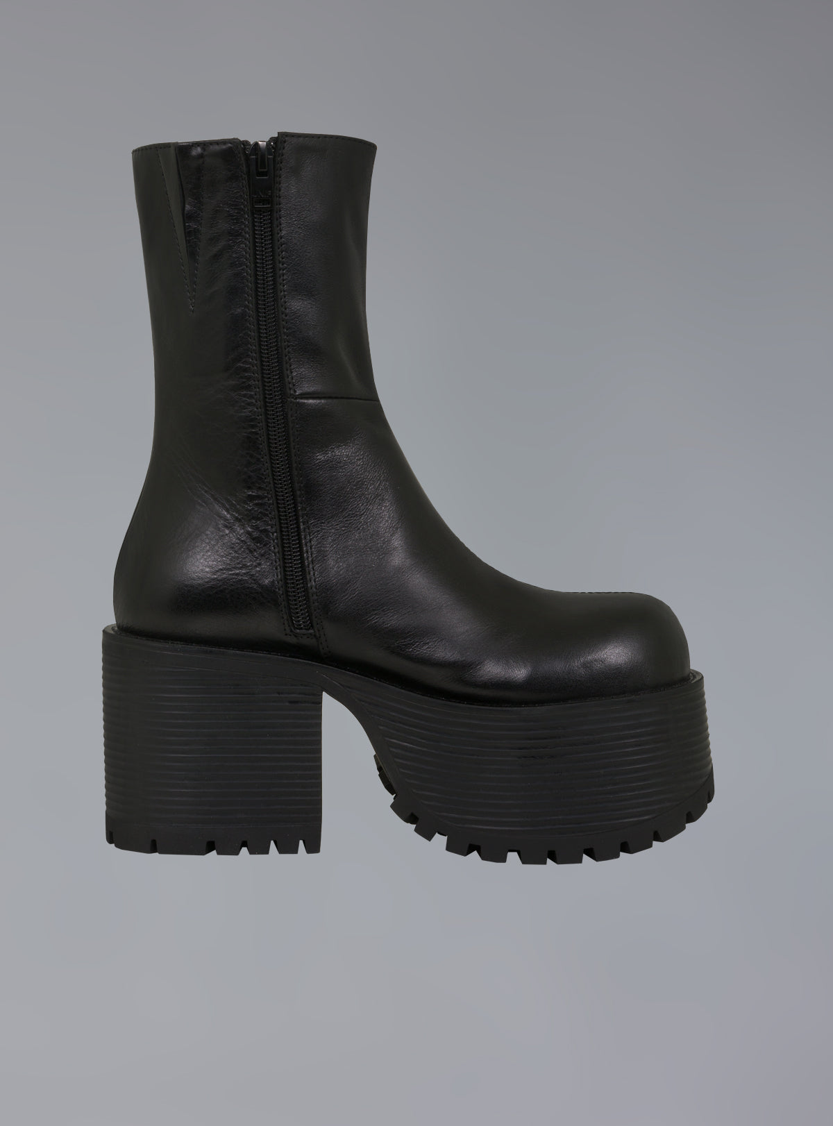 Stacked Platform Leather Boot With Heel - Matte Black | UNIF Clothing online