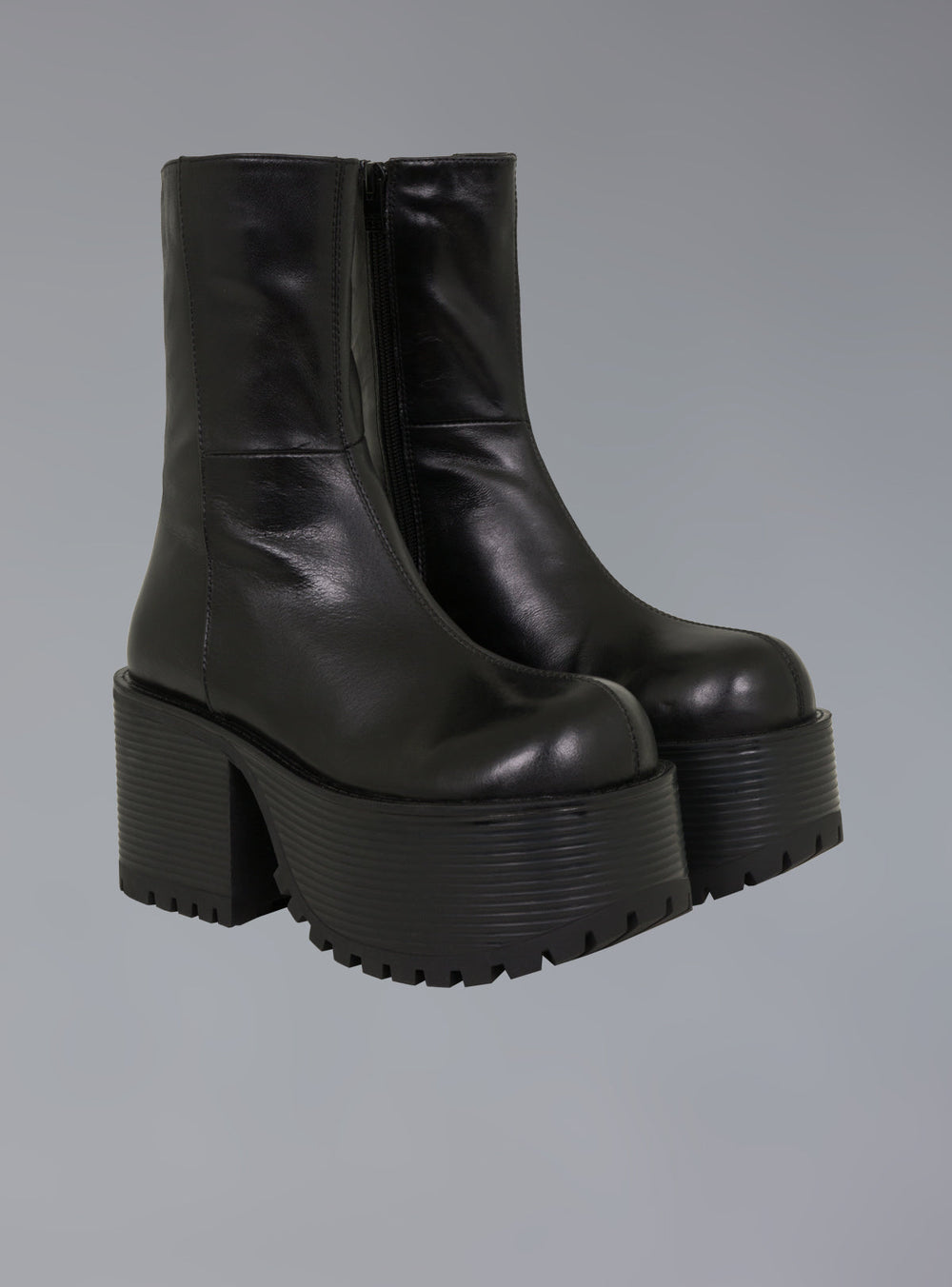 Stacked Platform Leather Boot With Heel - Matte Black | UNIF Clothing online