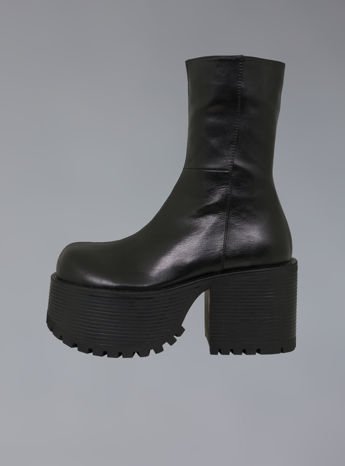 Stacked Platform Leather Boot With Heel - Matte Black | UNIF Clothing online