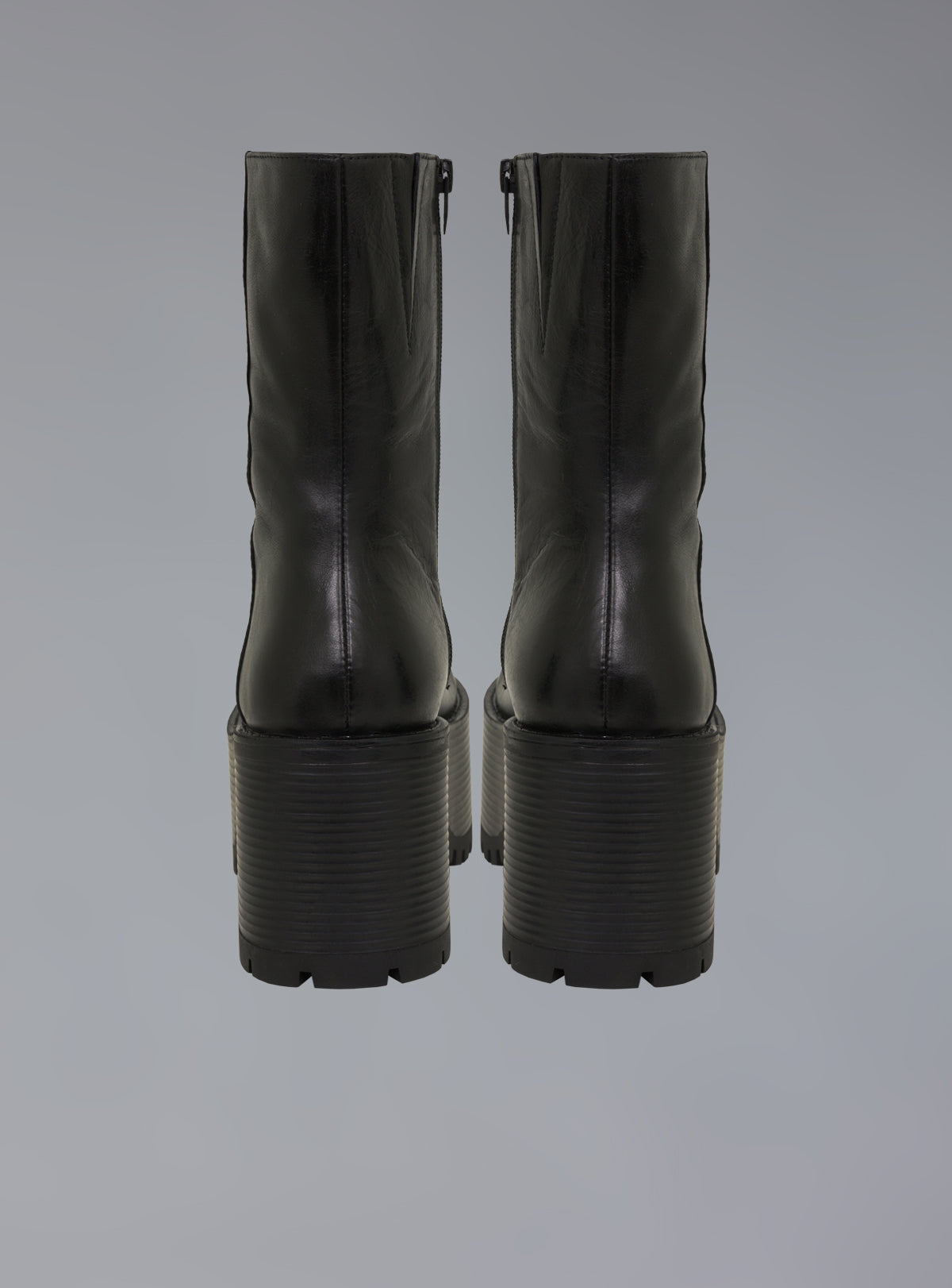 Stacked Platform Leather Boot With Heel - Matte Black | UNIF Clothing online