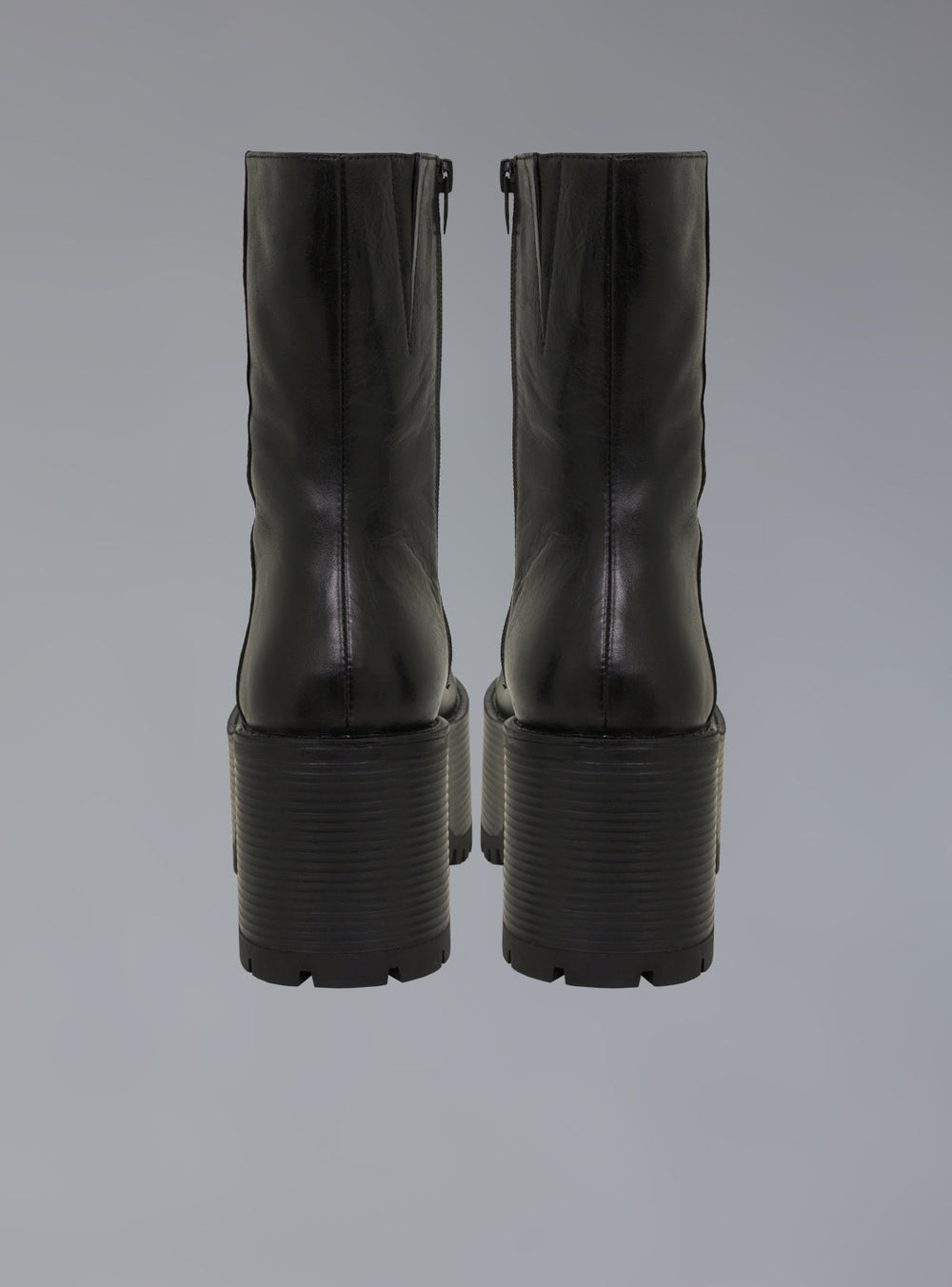 Stacked Platform Leather Boot With Heel - Matte Black | UNIF Clothing online