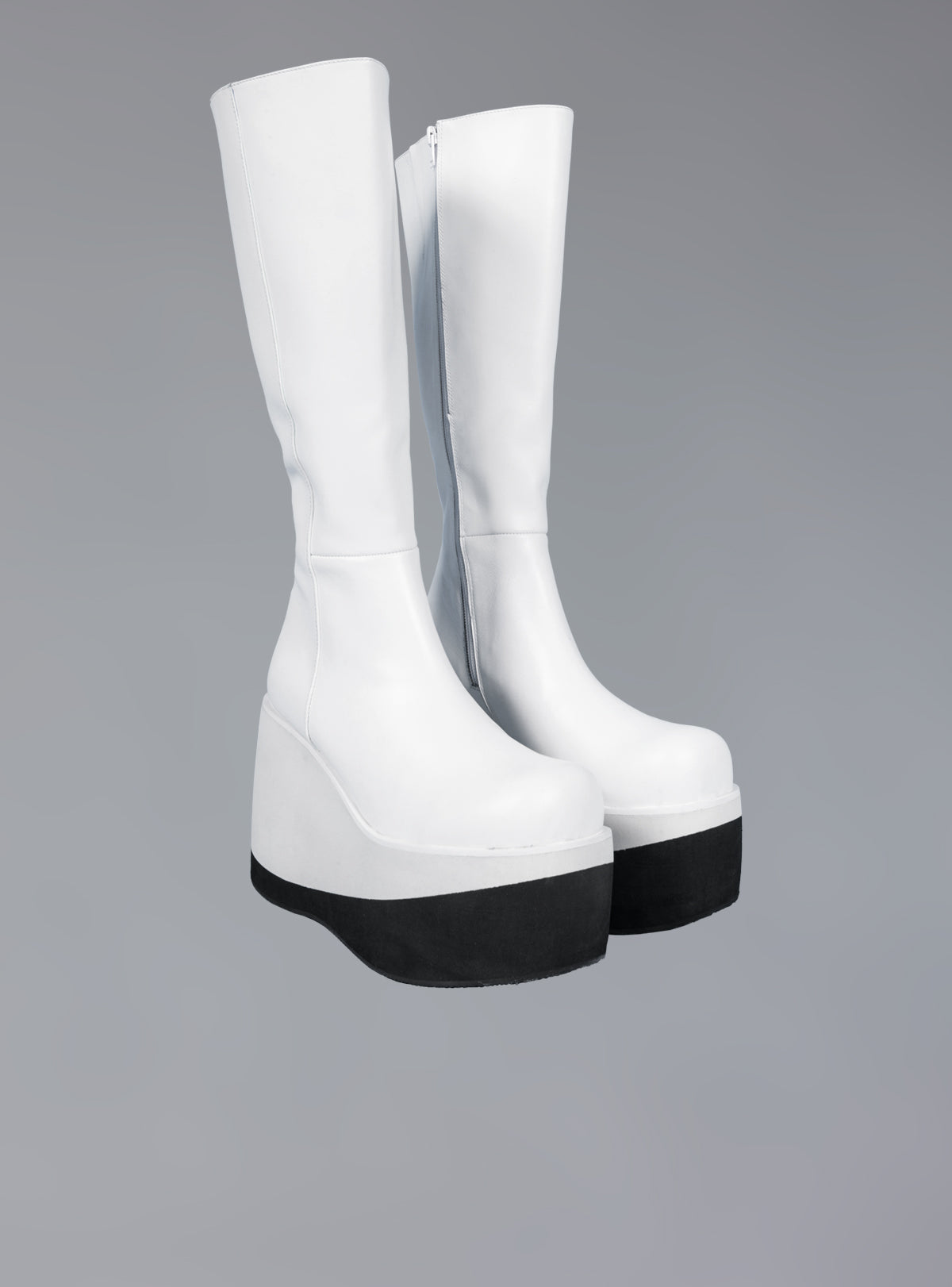 Stacked Leather Platform Knee High Boot - White | UNIF Clothing Sale