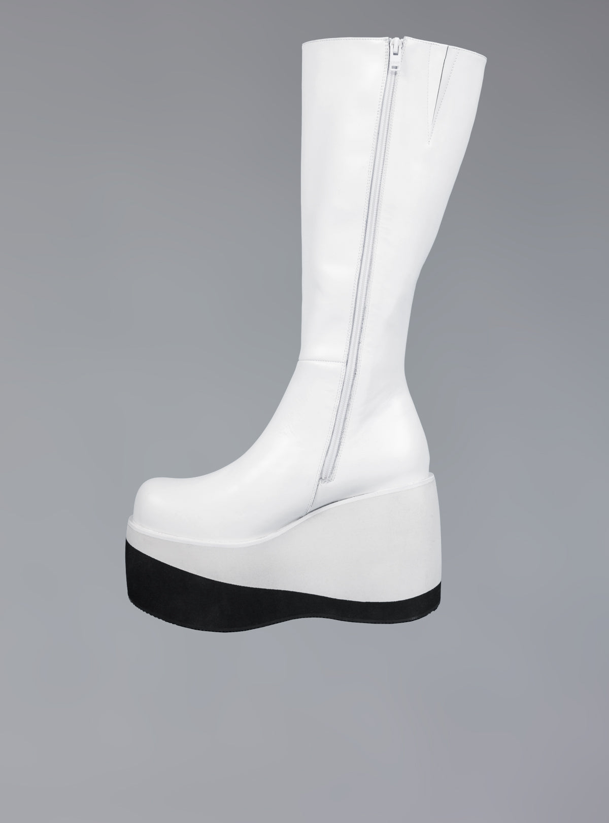Stacked Leather Platform Knee High Boot - White | UNIF Clothing Sale