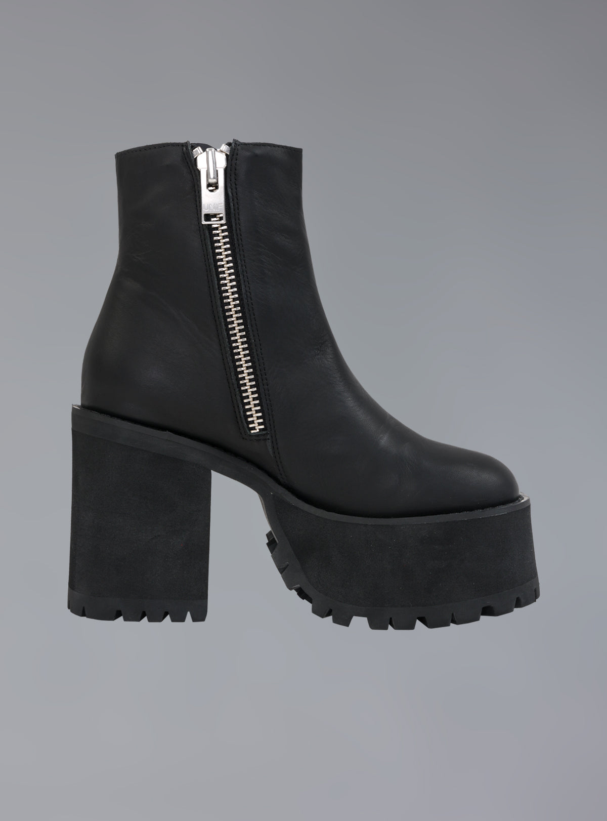 Platform Leather Ankle Boot With Heel - Black | UNIF Clothing online