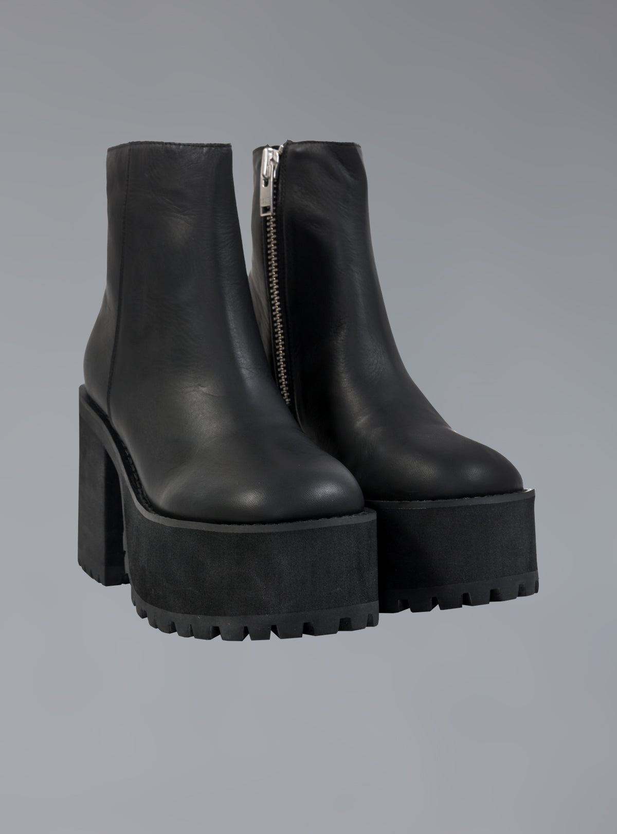 Platform Leather Ankle Boot With Heel - Black | UNIF Clothing online