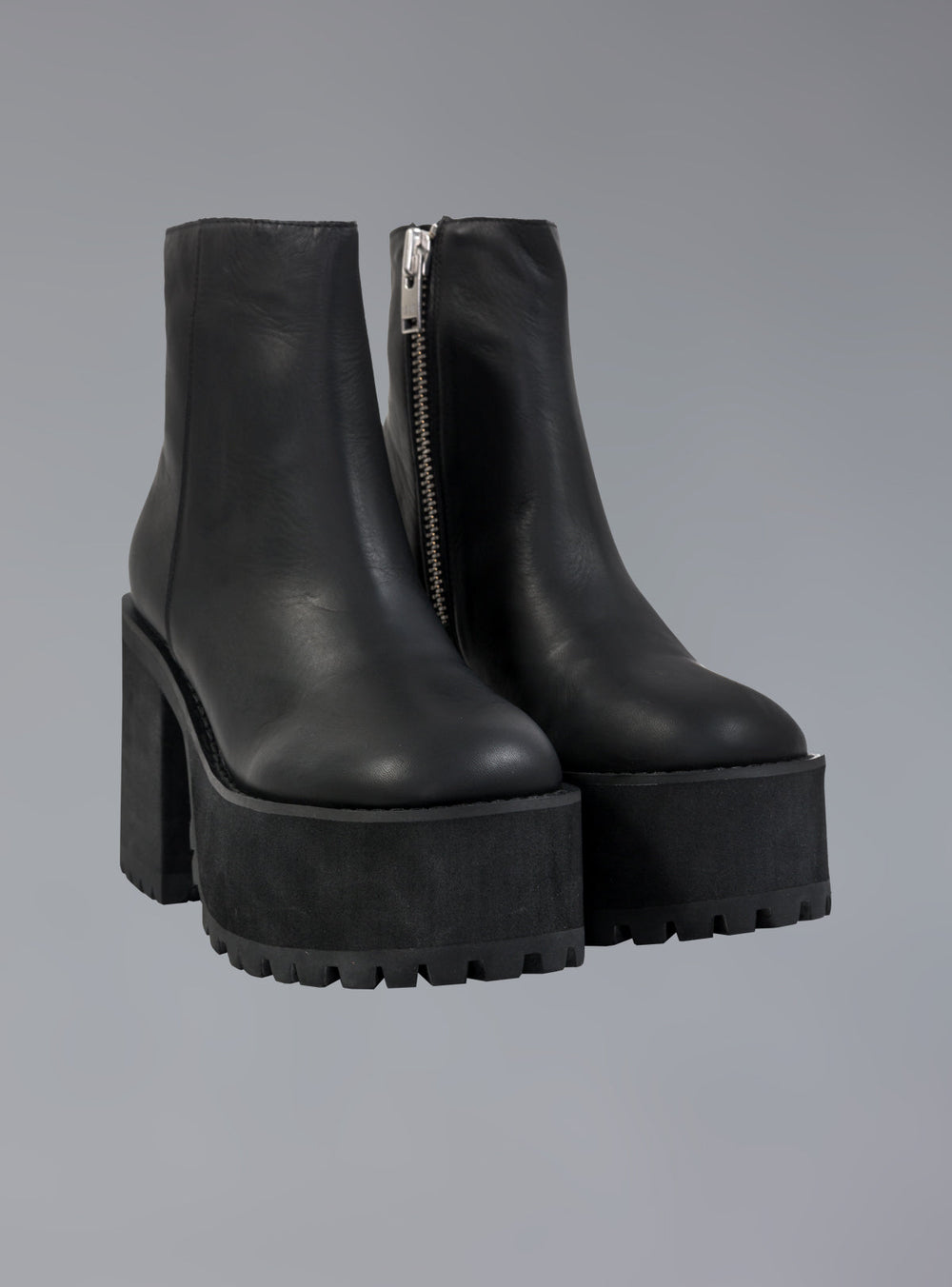 Platform Leather Ankle Boot With Heel - Black | UNIF Clothing online