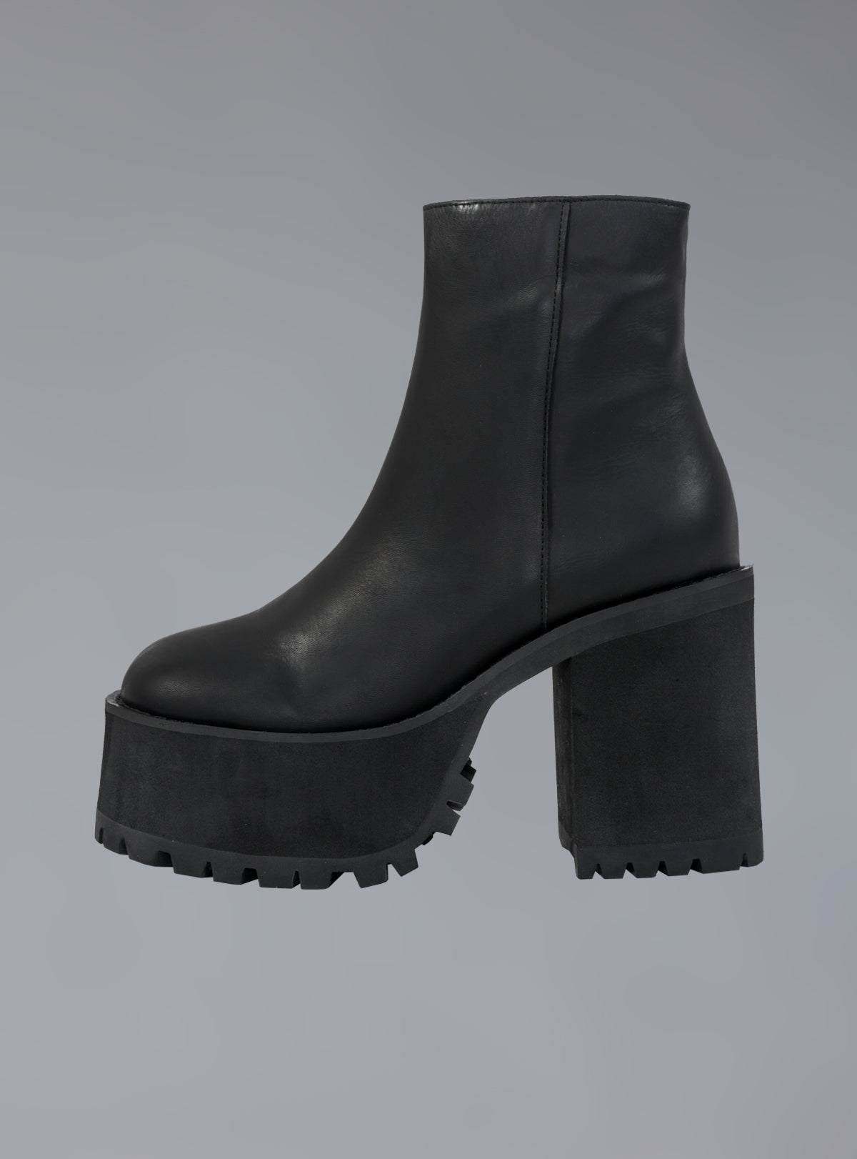 Platform Leather Ankle Boot With Heel - Black | UNIF Clothing online