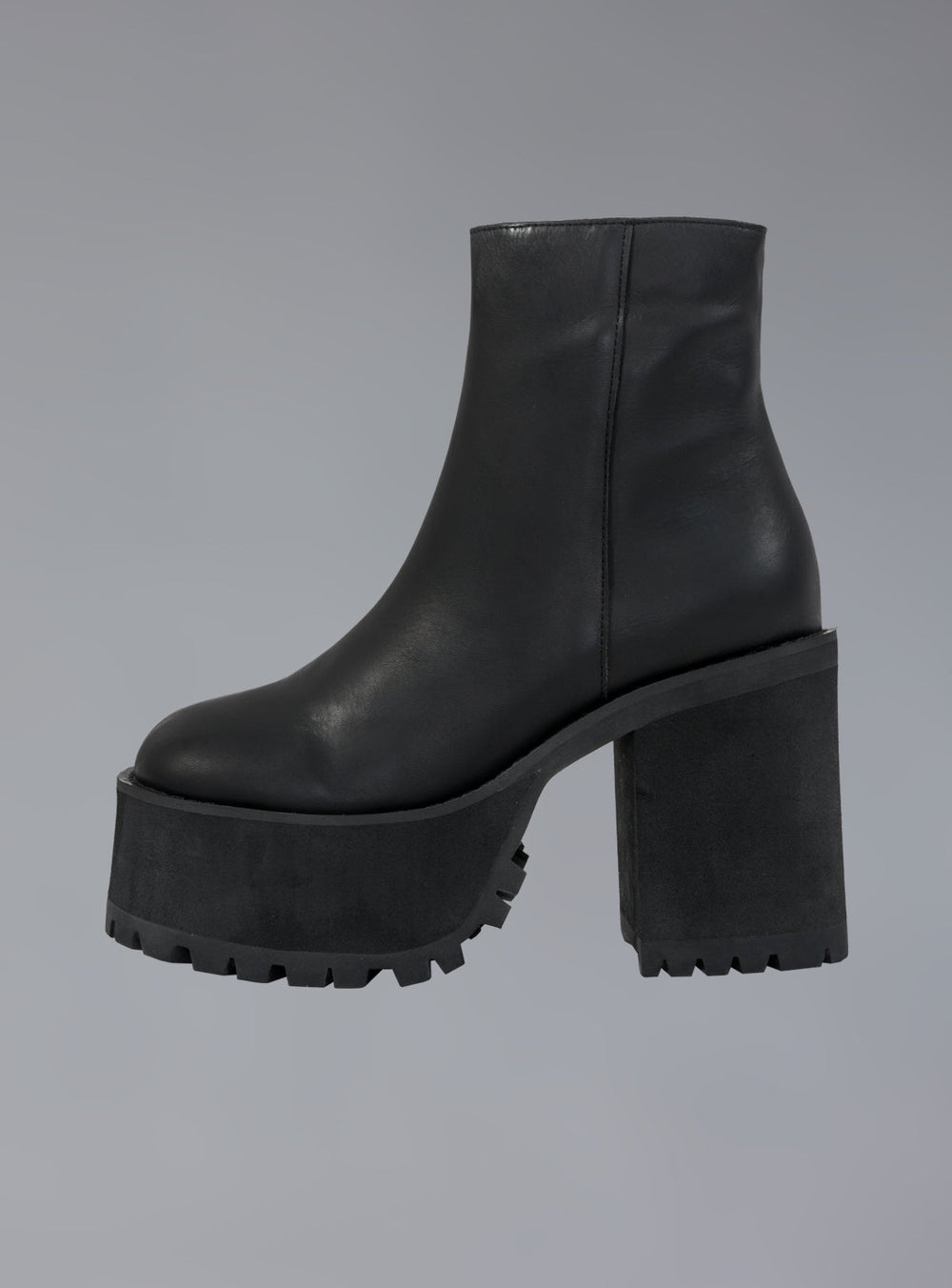 Platform Leather Ankle Boot With Heel - Black | UNIF Clothing online