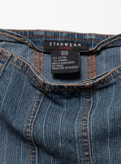 Vintage Starwear Y2K Denim Pinstriped Miniskirt - Blue | UNIF Clothing for Sale