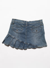 Vintage Vanilla Star Denim Pleated Mini Skirt - Blue | UNIF Clothing on Sale