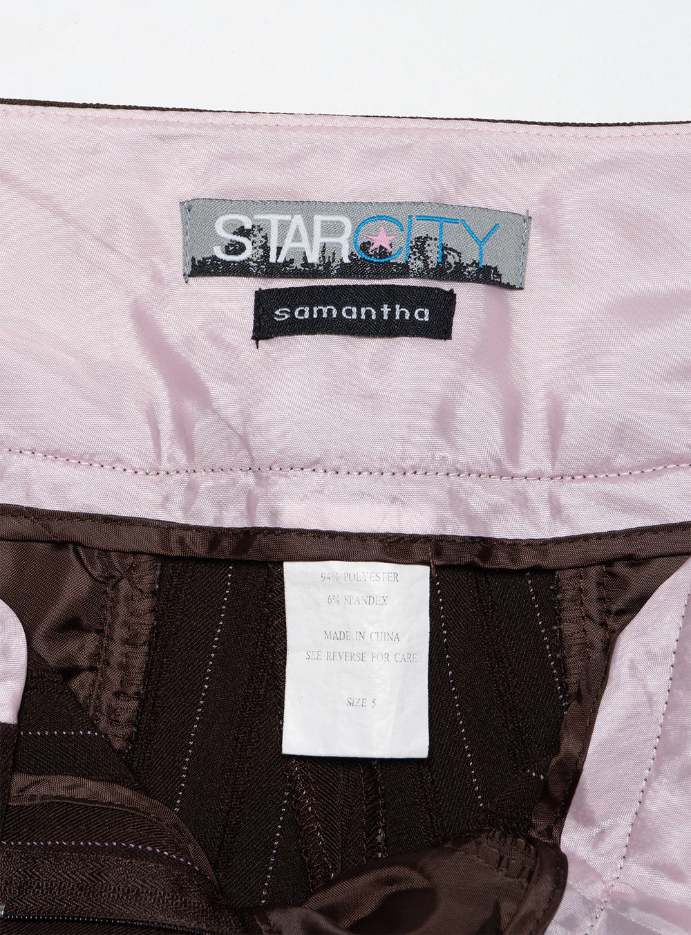 Vintage Star City Samantha Pinstripe Pants - Brown Pinstripe | UNIF Clothing for Sale