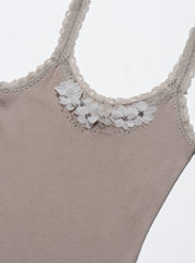Vintage Abercrombie & Fitch Flower Tank - Tan | UNIF Clothing online