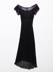 Vintage Betsy Johnson Lace Dress With Purple Trim - Black | UNIF Clothing discount