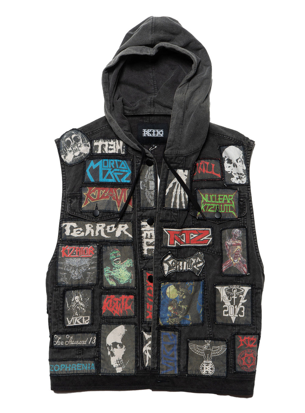 Vintage KTZ Crust Denim Vest With Hood - Black | UNIF Clothing discount