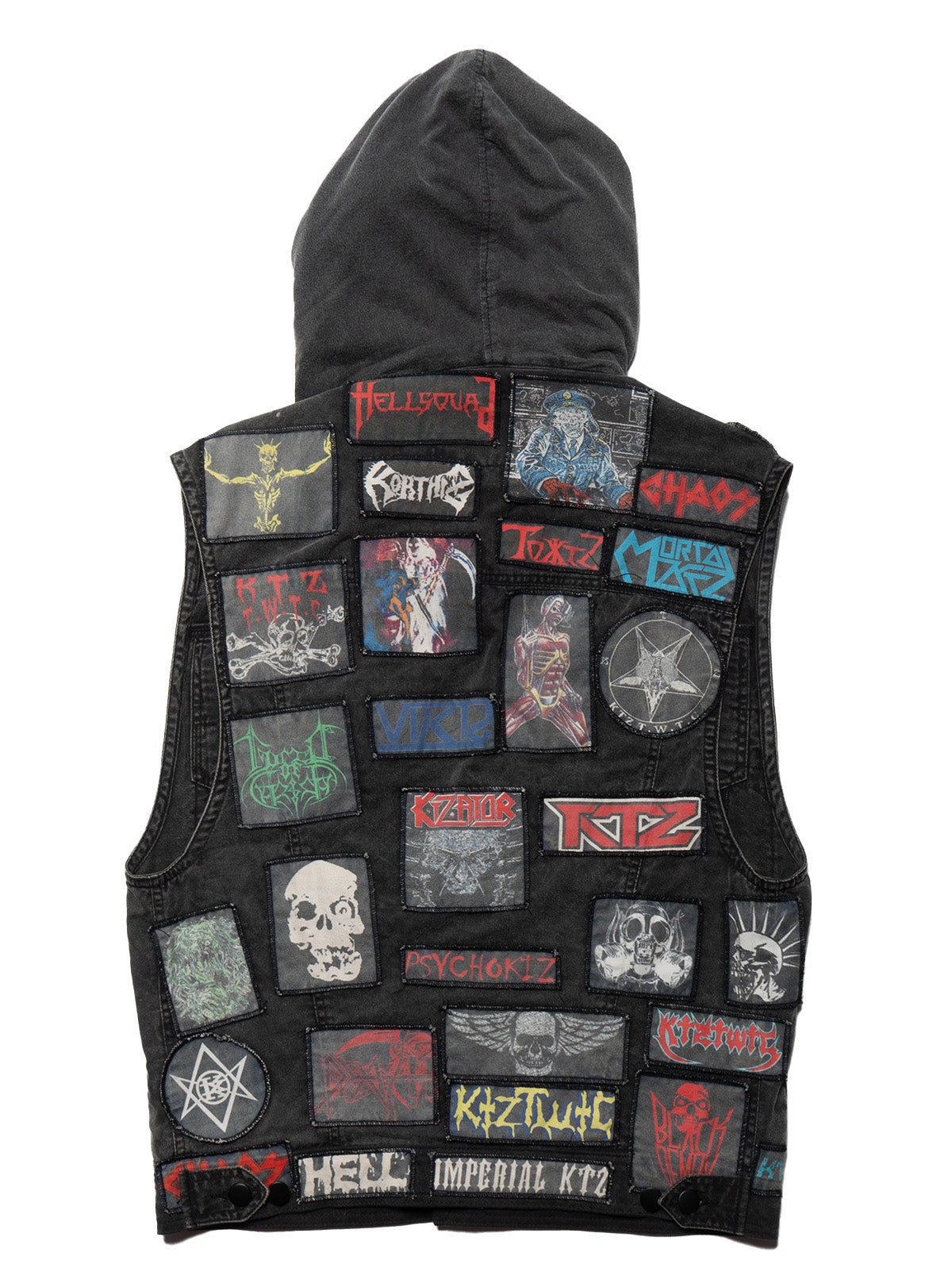 Vintage KTZ Crust Denim Vest With Hood - Black | UNIF Clothing discount