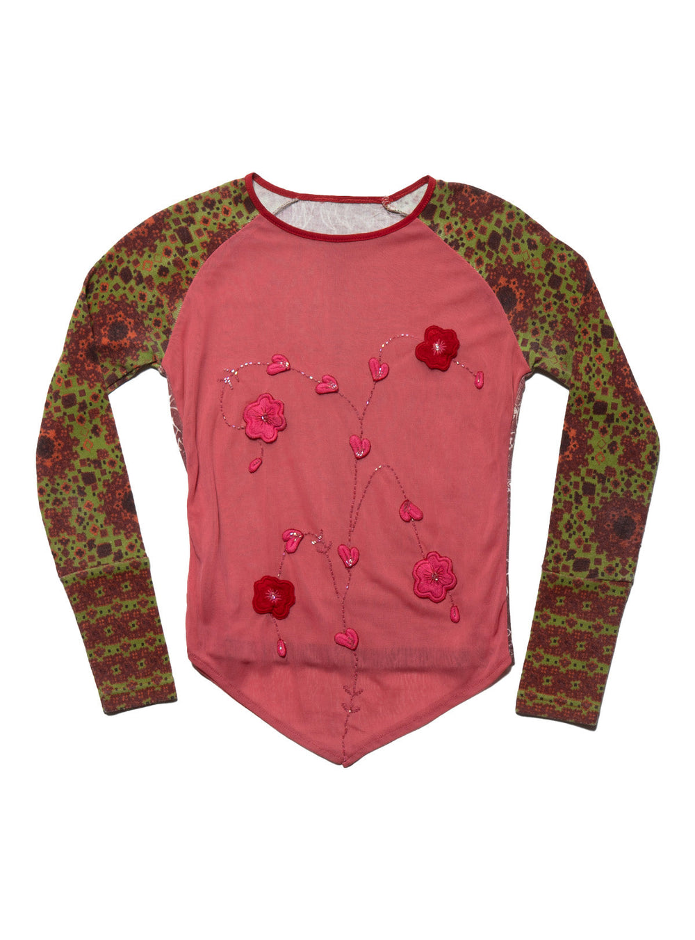 Vintage Kizungu Zungu Flower Long Sleeve Top - Red / Green | UNIF Clothing outlet