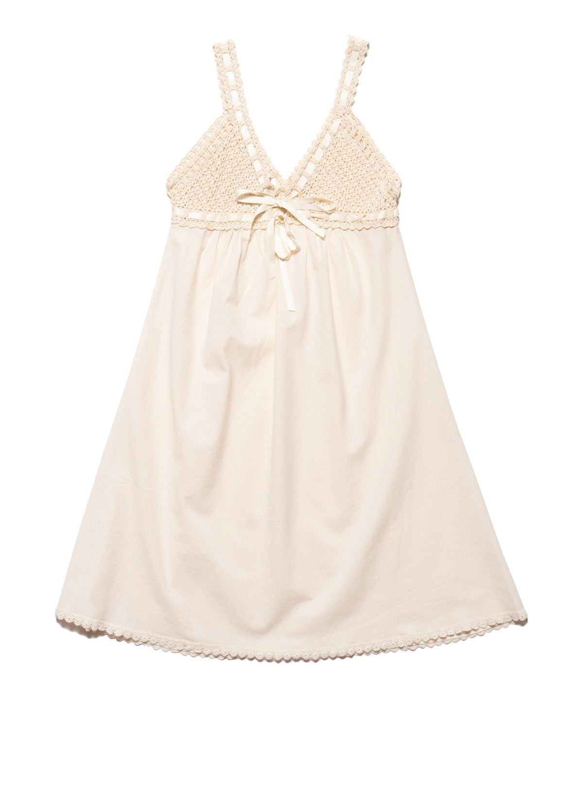 Vintage Cotton Bodice Crochet Ribbon Midi Dress - Beige | UNIF Clothing for Sale