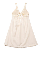 Vintage Cotton Bodice Crochet Ribbon Midi Dress - Beige | UNIF Clothing for Sale