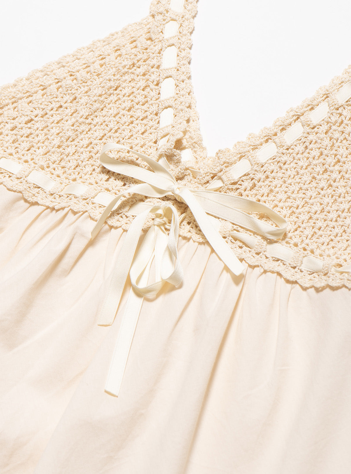 Vintage Cotton Bodice Crochet Ribbon Midi Dress - Beige | UNIF Clothing for Sale