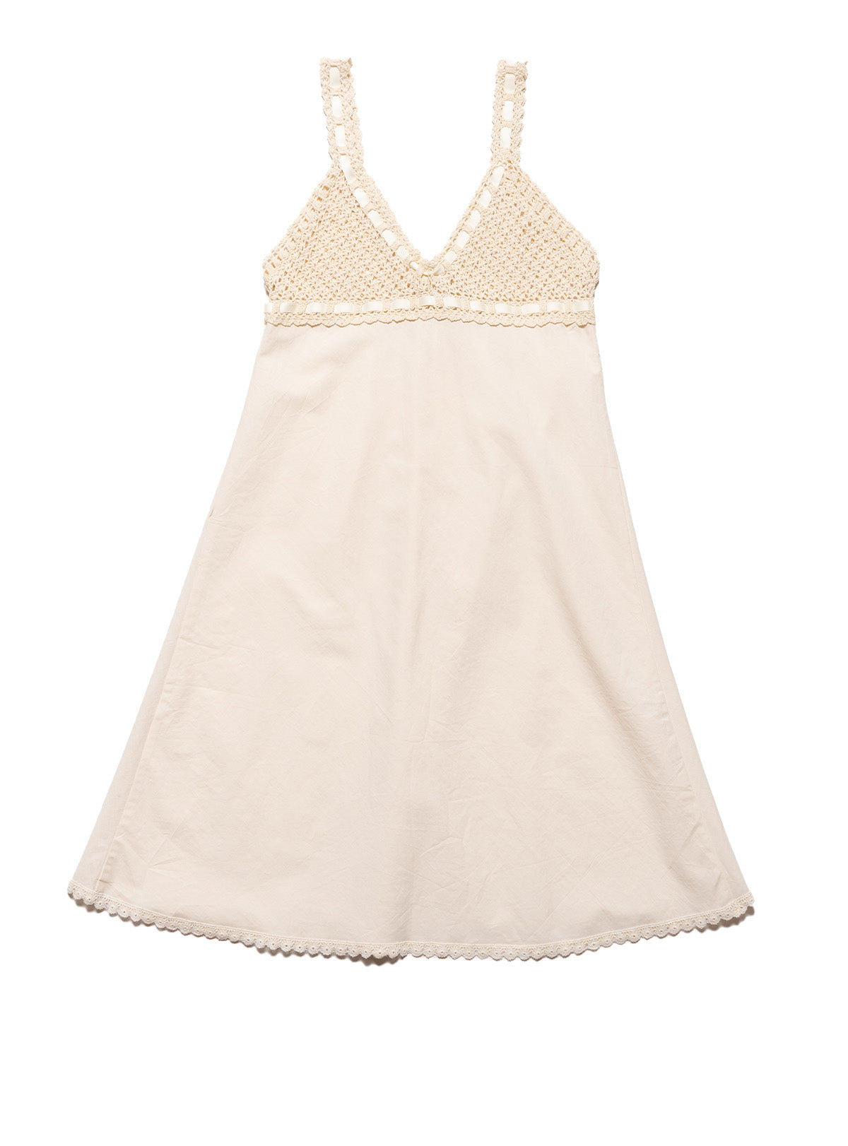 Vintage Cotton Bodice Crochet Ribbon Midi Dress - Beige | UNIF Clothing for Sale