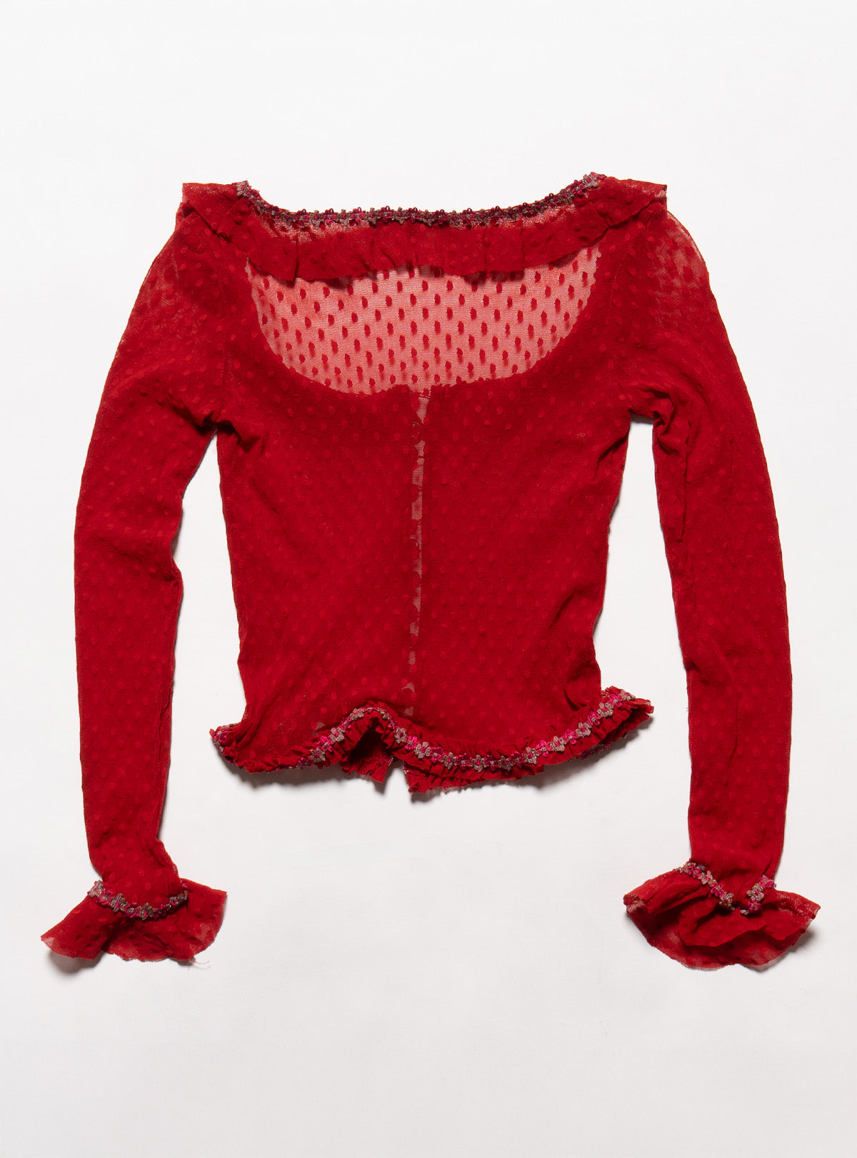 Vintage Betsy Johnson Red Mesh Scoop Neck Top - Red | UNIF Clothing online