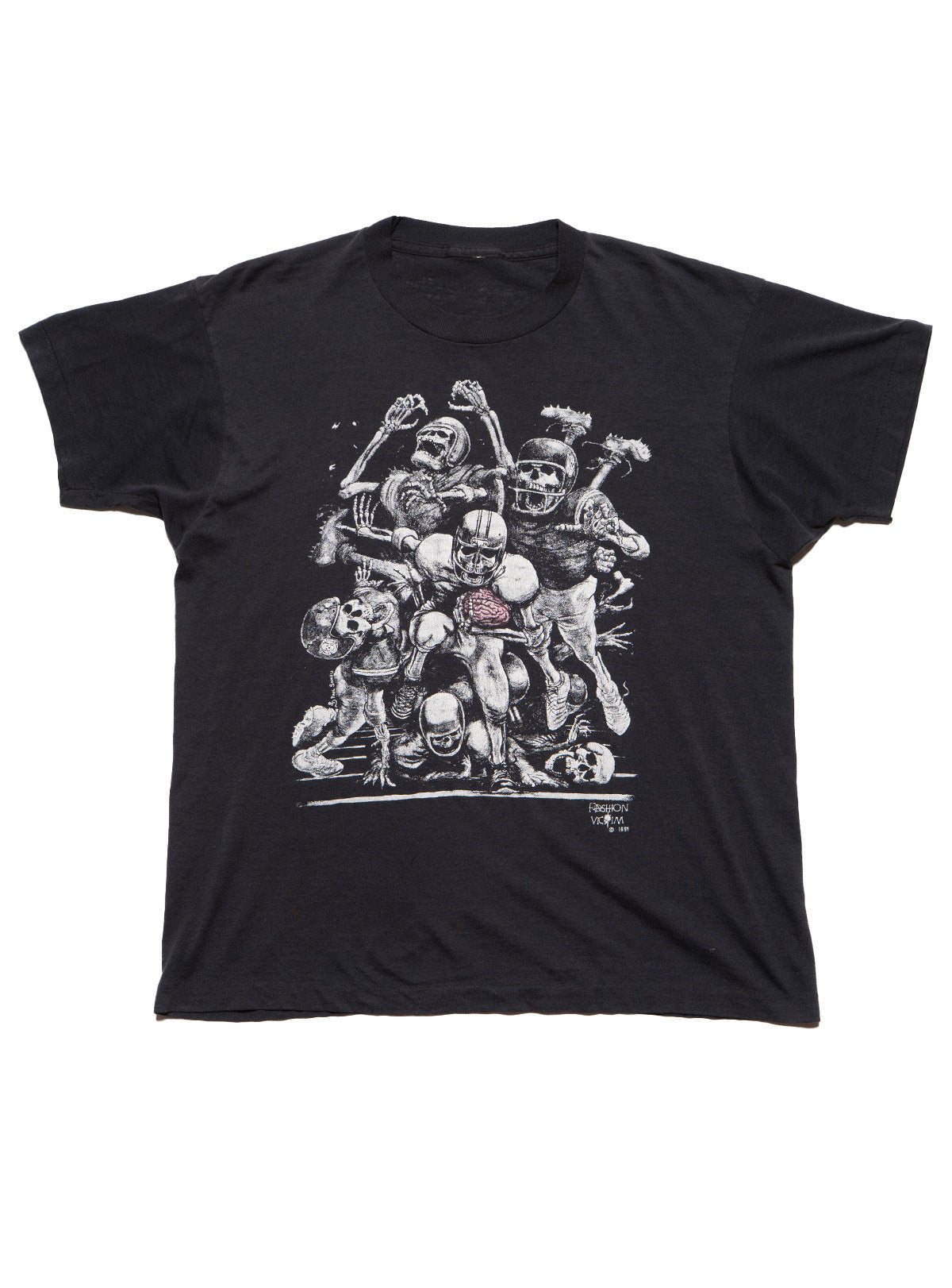 Vintage Fashion Victim Skeleton Football Tee - Black | UNIF Clothing online