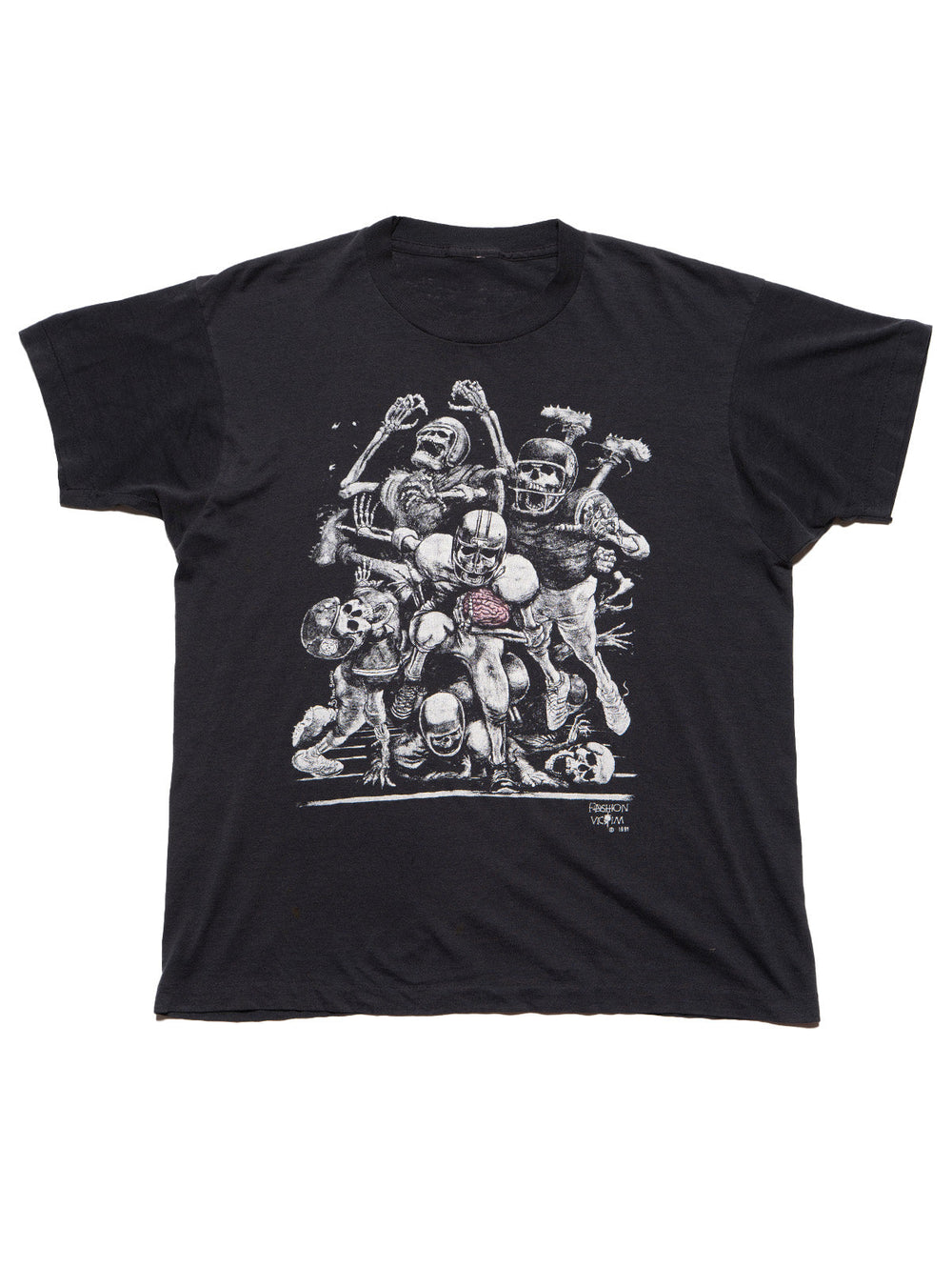 Vintage Fashion Victim Skeleton Football Tee - Black | UNIF Clothing online