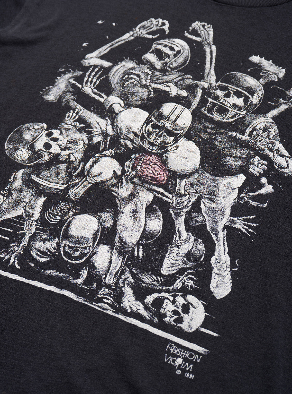 Vintage Fashion Victim Skeleton Football Tee - Black | UNIF Clothing online
