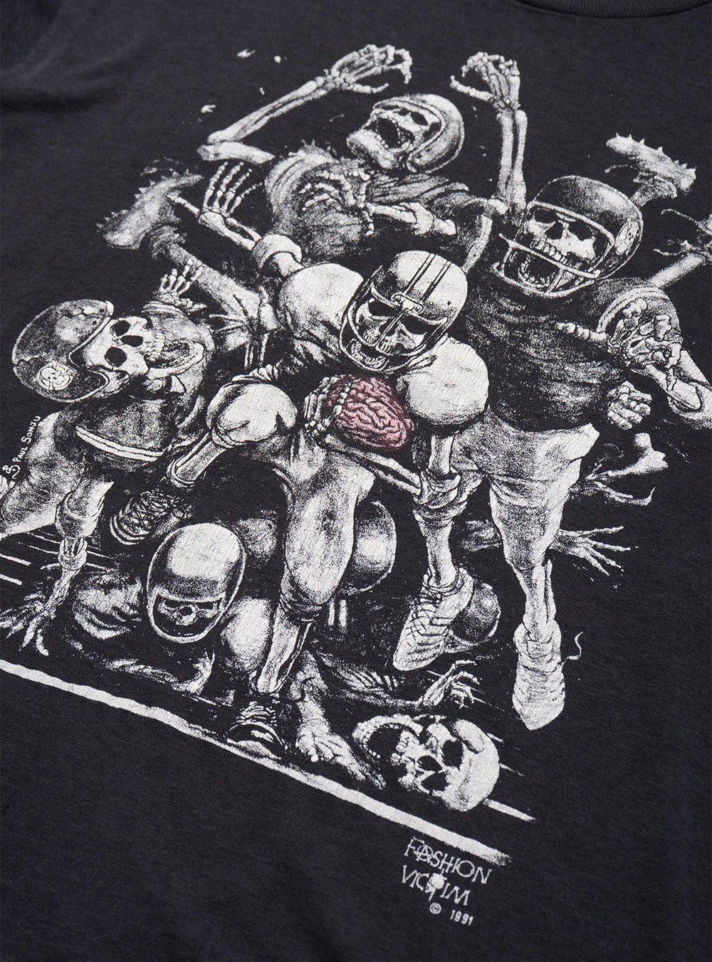 Vintage Fashion Victim Skeleton Football Tee - Black | UNIF Clothing online