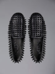 UNIF Hellraiser spiked slip on loafer in tonal on colorway. - Black/Black | UNIF Clothing online