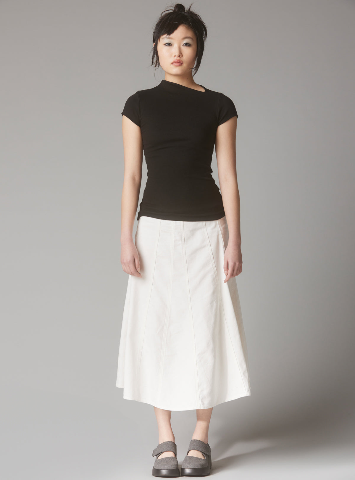 Rib Asymmetrical Cap Sleeve - Black | UNIF Clothing for Sale