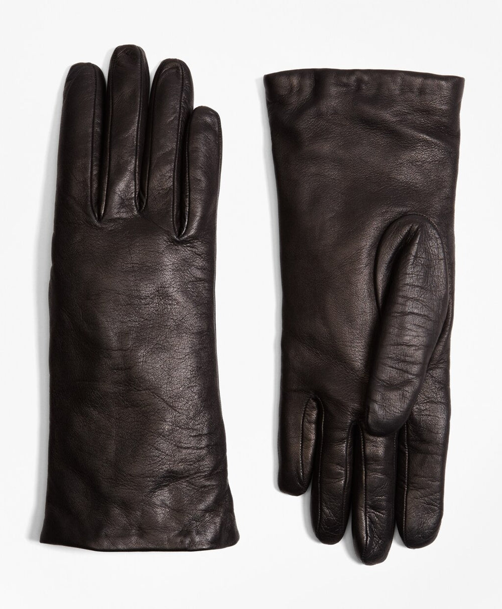 Brooks Brothers Women Cashmere Lined Leather Gloves