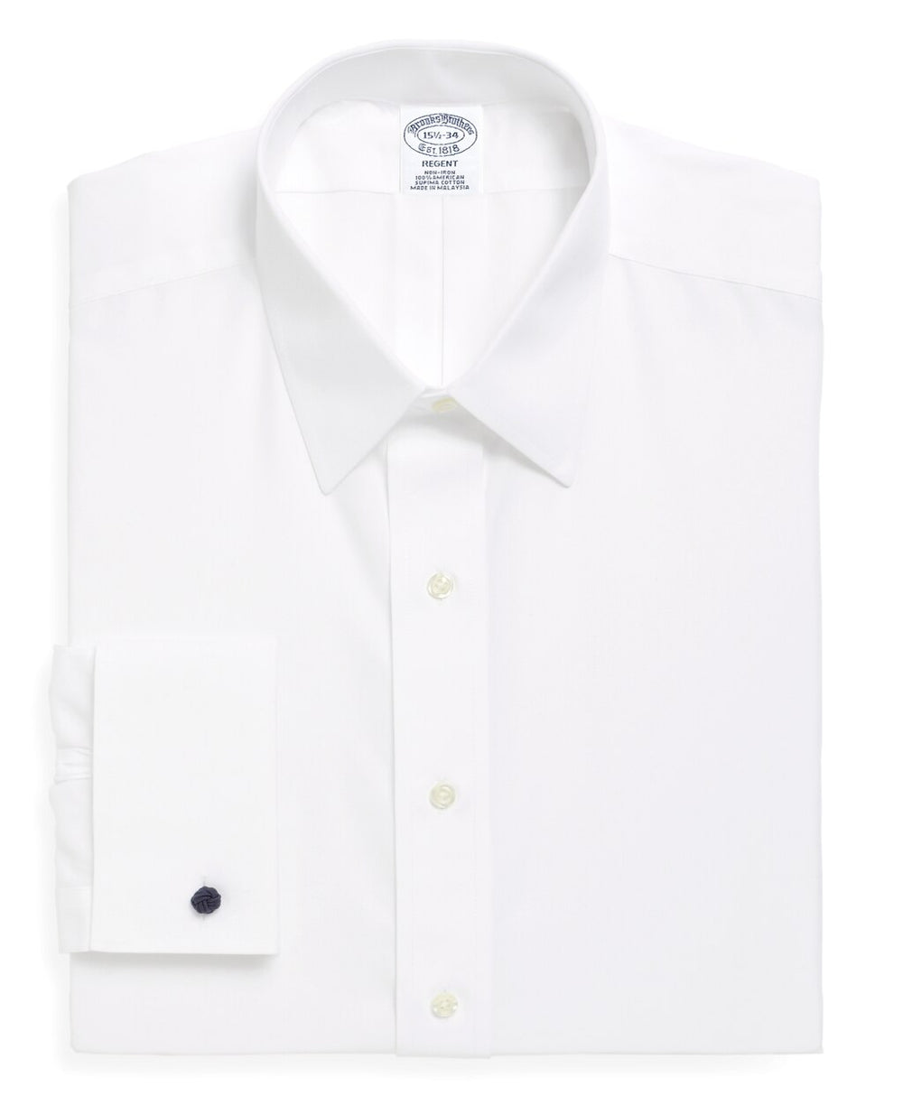 Brooks Brothers Men Regent Fitted Dress Shirt, Non-Iron Point Collar French Cuff
