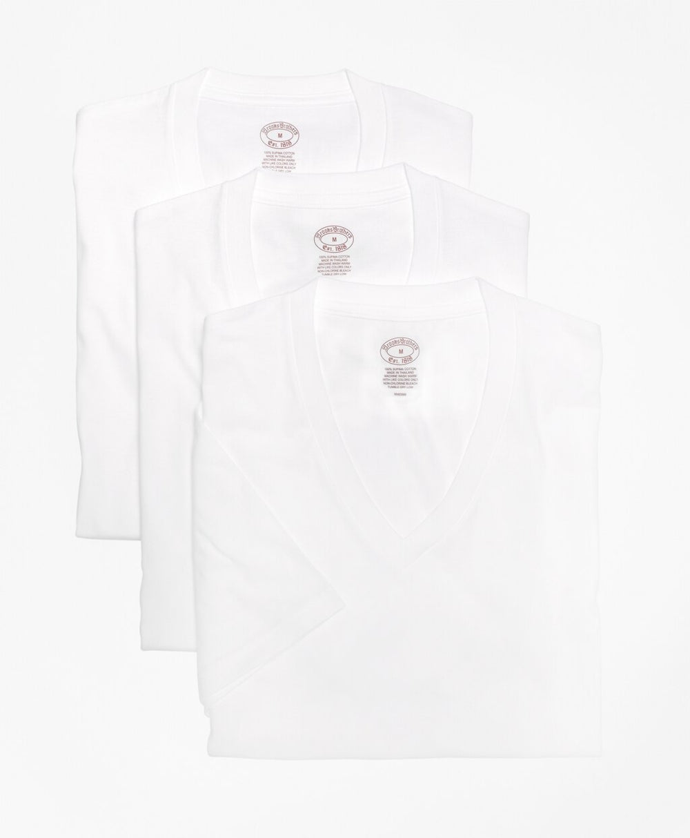 Brooks Brothers Men Supima® Cotton V-Neck Undershirt - Three Pack
