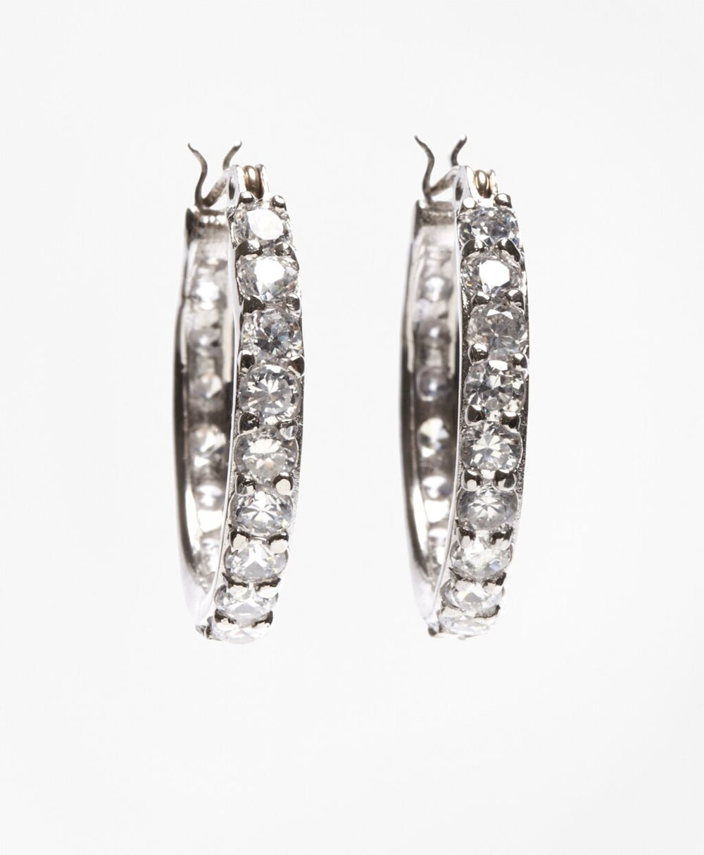 Brooks Brothers Women Crystal-Studded Hoop Earrings