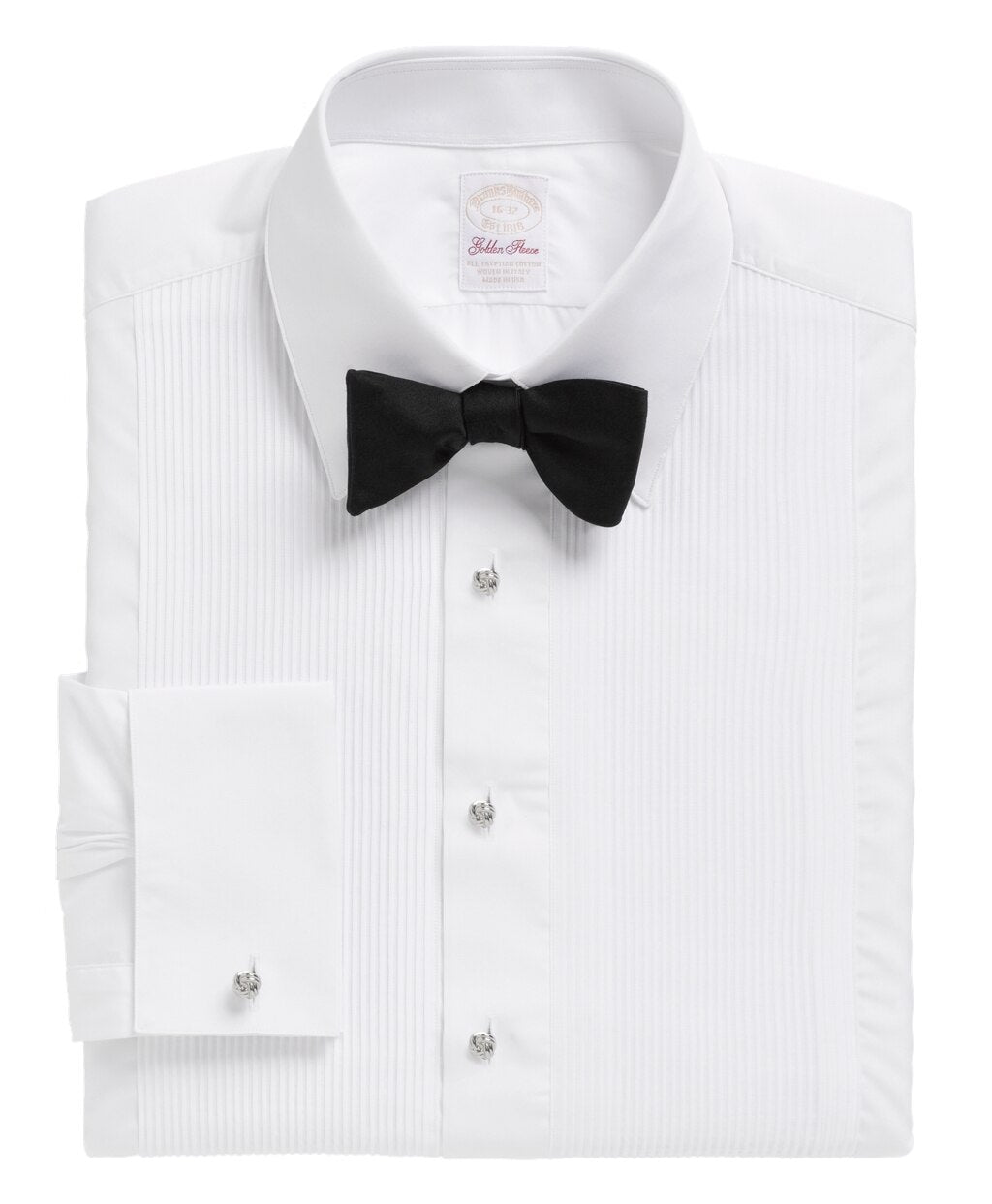 Brooks Brothers Men Golden Fleece® Madison Fit Swiss Pleat Tennis Collar French Cuff Tuxedo Shirt