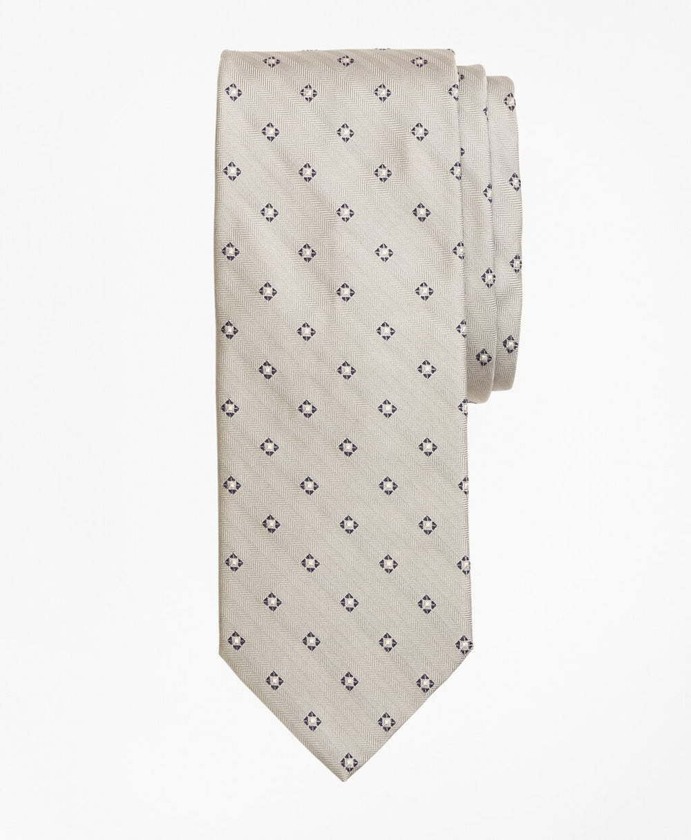 Brooks Brothers Men Herringbone Box Diamond Tie