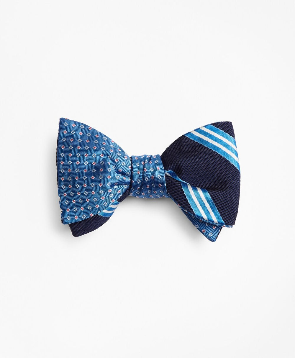 Brooks Brothers Men Two-Color Square with Stripe Reversible Bow Tie