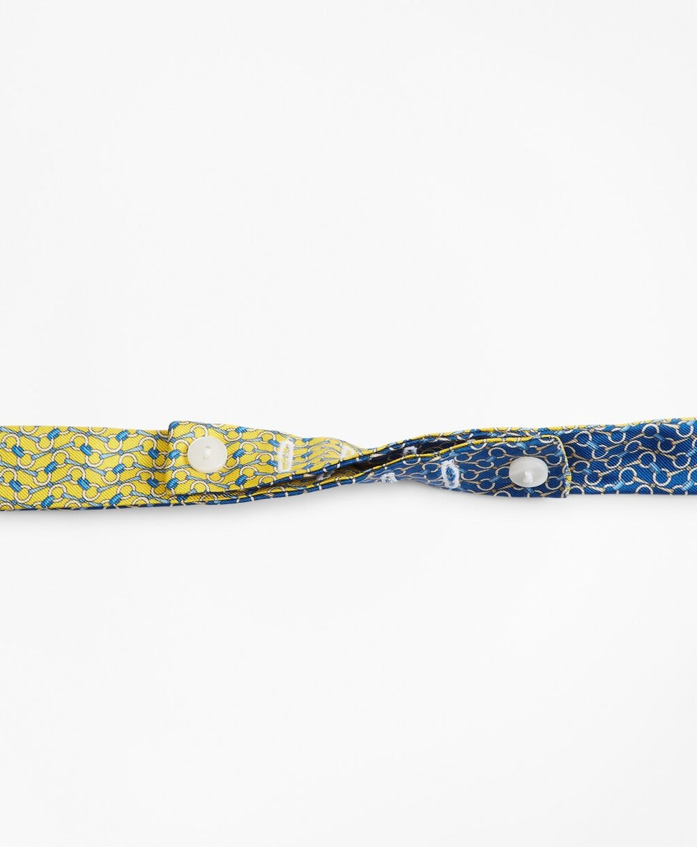 Brooks Brothers Men Bit Chain Link Print Reversible Bow Tie