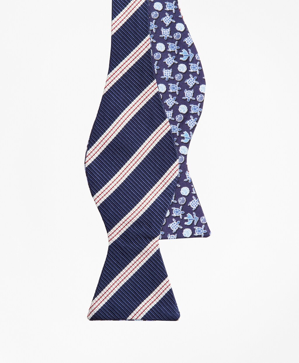 Brooks Brothers Men Stripe with Sea Turtles Reversible Bow Tie