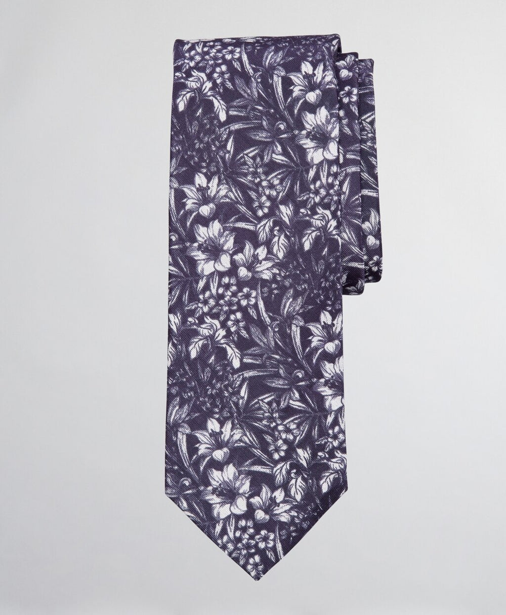 Brooks Brothers Men Silk and Linen Floral Tie