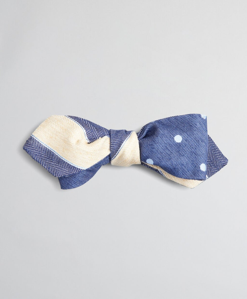 Brooks Brothers Men Textured Stripe and Dot Pointed End Bow Tie